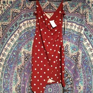 NWT Asymmetrical Wrap Slit Polka Dot Dress